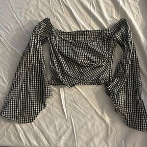 Forever 21 black white white checkered top size small